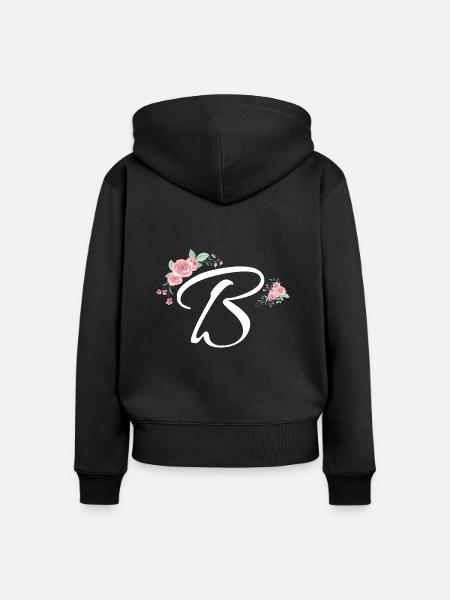 Buchstabe b Blumen - Frauen Premium Bio Zip Hoodie - Schwarz