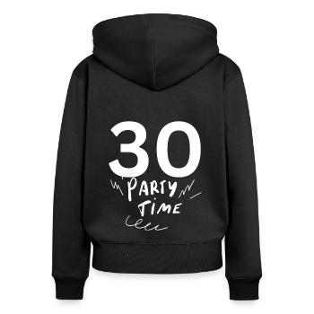 30 - Frauen Premium Bio Zip Hoodie - Schwarz - Hinten - Julia (174cm)
