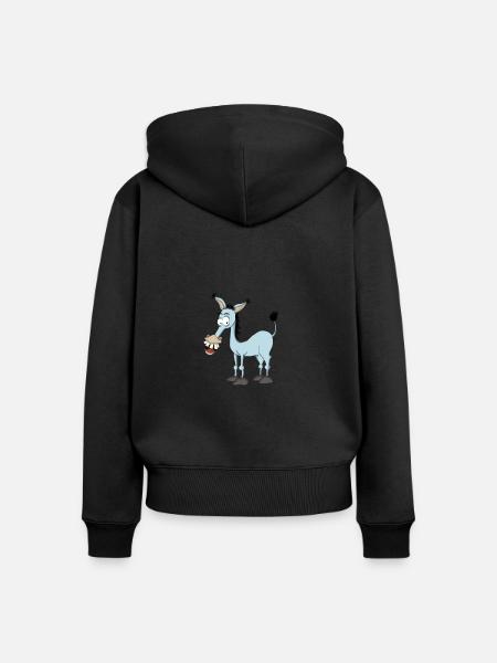 Eselchen - Frauen Premium Bio Zip Hoodie - Schwarz