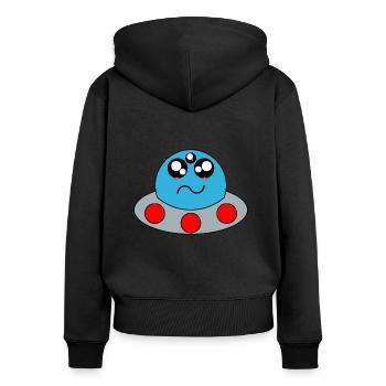 Kawaii - OVNI - Sweat à capuche zippé Premium bio Femme - noir - Dos - Julia (174cm)