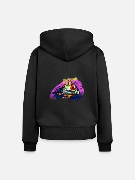 Der Froschprinz - Frauen Premium Bio Zip Hoodie - Schwarz