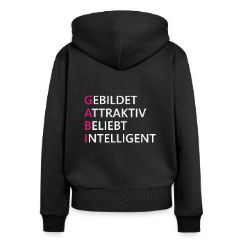 Gabi Name Geschenk - Frauen Premium Bio Zip Hoodie - Schwarz - Hinten - Julia (174cm)