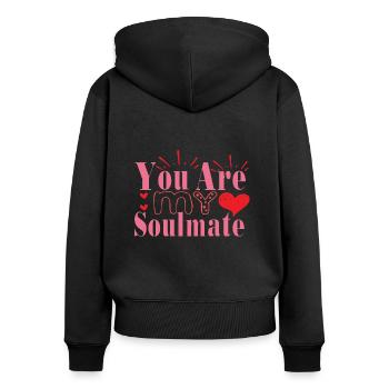 You Are My Soulmate - Frauen Premium Bio Zip Hoodie - Schwarz - Hinten - Julia (174cm)