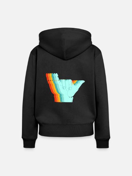 Surf-Retro-Schild - Frauen Premium Bio Zip Hoodie - Schwarz