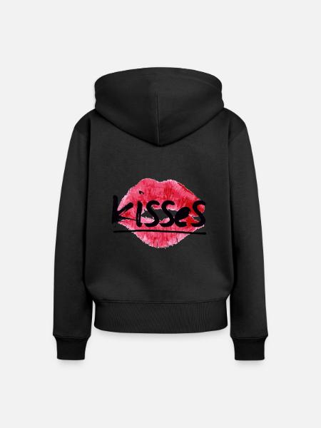 Küsst - Frauen Premium Bio Zip Hoodie - Schwarz