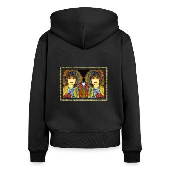 Psycho 80s Special limitierte Auflage - Frauen Premium Bio Zip Hoodie - Schwarz - Hinten - Julia (174cm)