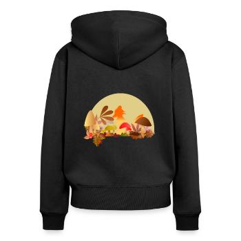 fox in autumn - Women's Premium Organic Zip Hoodie - black - Back - Julia (174cm)