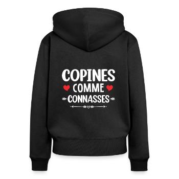 Copines Comme Connasses - Amies Pour Toujours - Sweat à capuche zippé Premium bio Femme - noir - Dos - Julia (174cm)