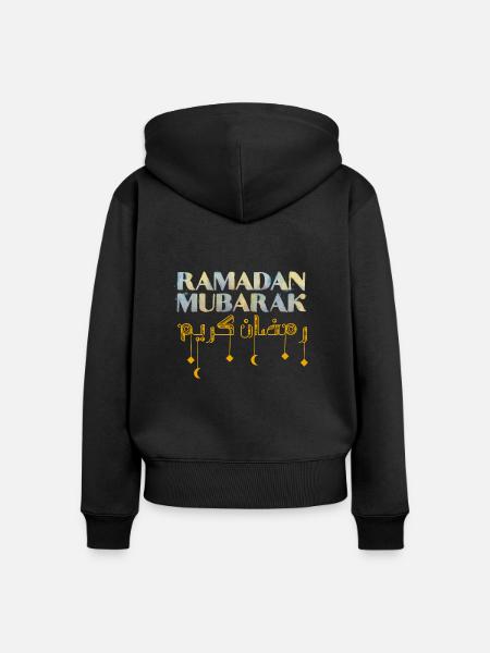 Ramadan Mubarak - Frauen Premium Bio Zip Hoodie - Schwarz