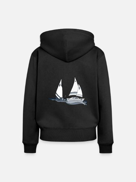 Segelboote - Frauen Premium Bio Zip Hoodie - Schwarz