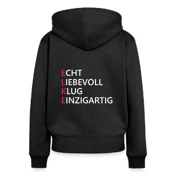 Elke Name Geschenk - Frauen Premium Bio Zip Hoodie - Schwarz - Hinten - Julia (174cm)