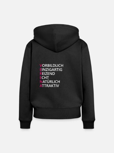 Verena Name Geschenk - Frauen Premium Bio Zip Hoodie - Schwarz