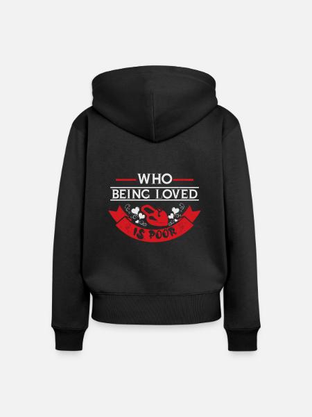 WER LIEBE IST, IST ARM - Frauen Premium Bio Zip Hoodie - Schwarz