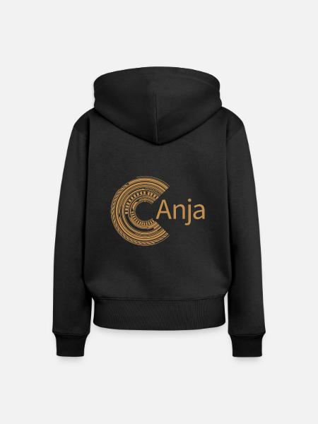 Für Anja - Frauen Premium Bio Zip Hoodie - Schwarz