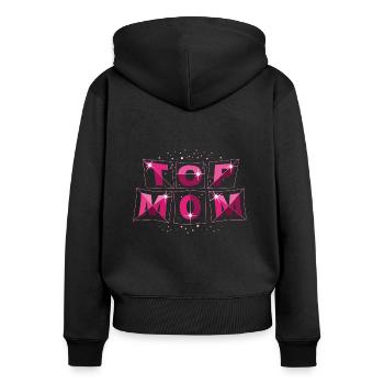 top mom pink spacy - Frauen Premium Bio Zip Hoodie - Schwarz - Hinten - Julia (174cm)