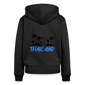 Thaïlande - Sweat à capuche zippé Premium bio Femme - noir - Dos - Julia (174cm)