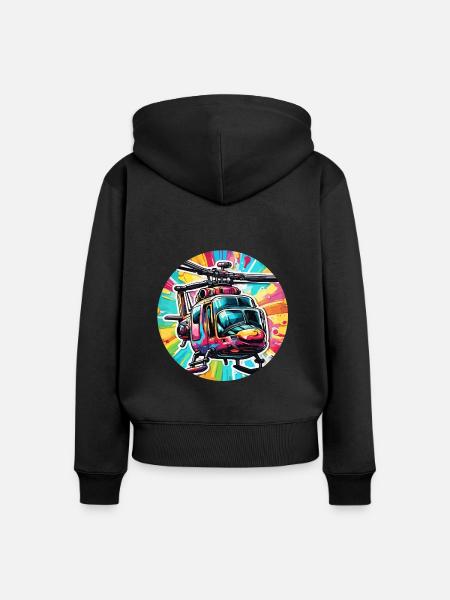 Helikopter / Hubschrauber / fliegen / Luftfahrt - Frauen Premium Bio Zip Hoodie - Schwarz