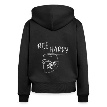 Abeille abstraite heureuse - Sweat à capuche zippé Premium bio Femme - noir - Dos - Julia (174cm)