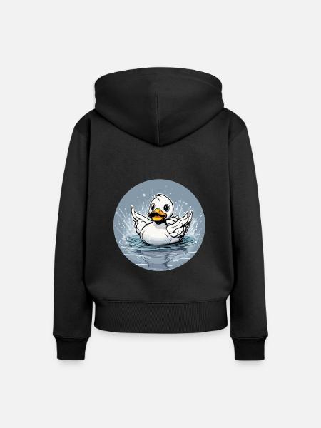 Gummiente / Badeente / Wasser / Badewanne - Frauen Premium Bio Zip Hoodie - Schwarz