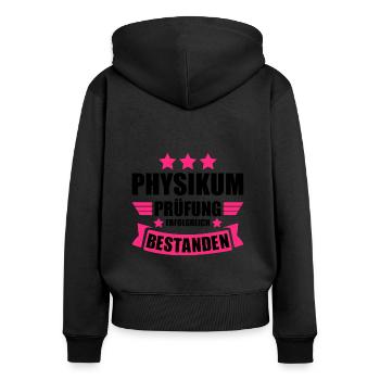Physikum Abschluss Prüfung bestanden geschafft - Frauen Premium Bio Zip Hoodie - Schwarz - Hinten - Julia (174cm)