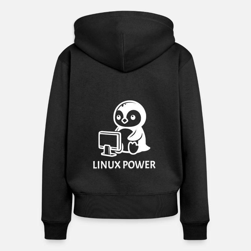 Puissance Linux - Sweat à capuche zippé Premium bio Femme - noir