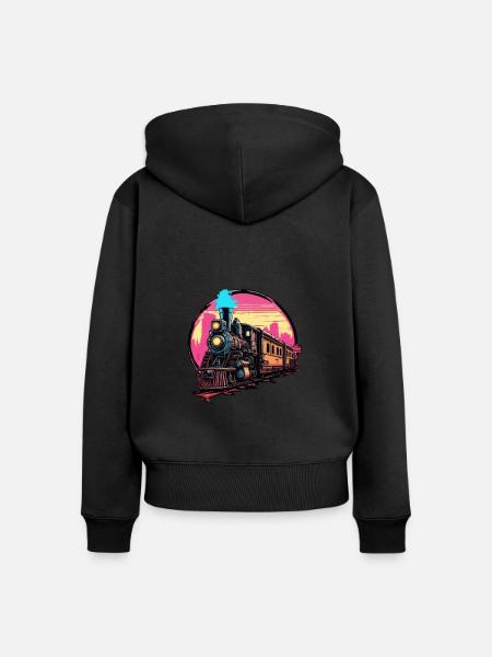Zug / Lokomotive / Dampflok / Eisenbahn / Lock - Frauen Premium Bio Zip Hoodie - Schwarz
