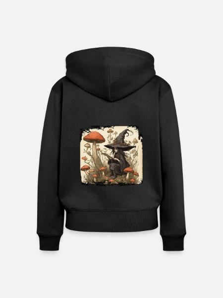 Hexenhandbuch / Zauberbuch / Halloween / Herbst - Frauen Premium Bio Zip Hoodie - Schwarz