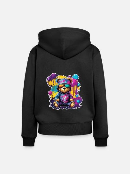 Teddybär / Kuscheltier / Stofftier / Geschenkidee - Frauen Premium Bio Zip Hoodie - Schwarz