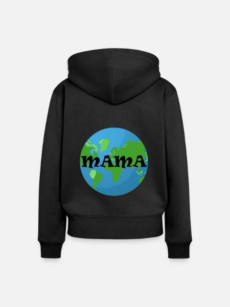MAMA WELT - Frauen Premium Bio Zip Hoodie - Schwarz