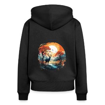Deer in the Autumn Circle - Women's Premium Organic Zip Hoodie - black - Back - Julia (174cm)