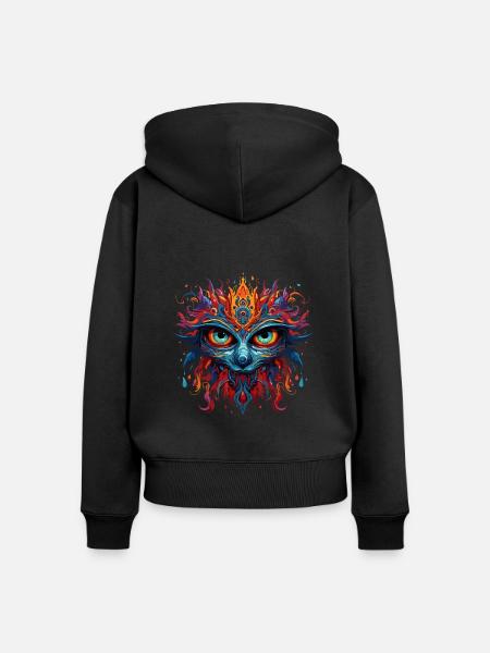 Mystik Maske - Frauen Premium Bio Zip Hoodie - Schwarz