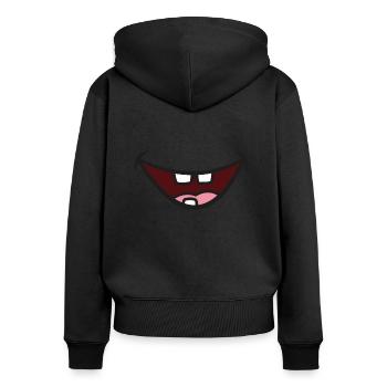 Maul mit 3 Zähnen - Frauen Premium Bio Zip Hoodie - Schwarz - Hinten - Julia (174cm)