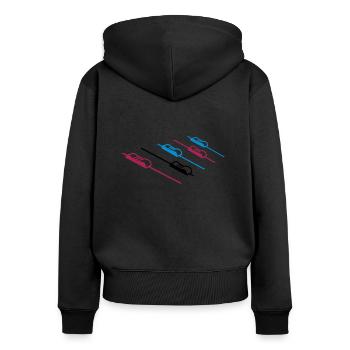 DJ Musik Mischpult - Frauen Premium Bio Zip Hoodie - Schwarz - Hinten - Julia (174cm)