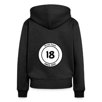 Équipe Drink DEPUIS 2005 - Sweat à capuche zippé Premium bio Femme - noir - Dos - Julia (174cm)
