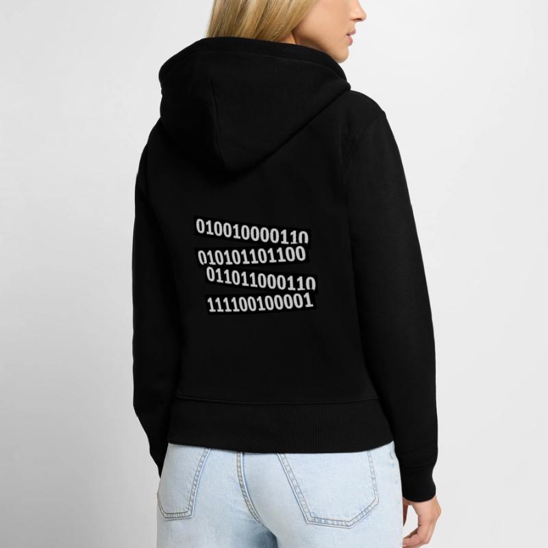 Binary Code Program Language Women's Premium Organic Zip Hoodie