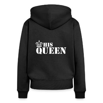 his queen her king couple white - Frauen Premium Bio Zip Hoodie - Schwarz - Hinten - Julia (174cm)