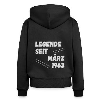 Legende seit März 1963 - Geburtstag - Frauen Premium Bio Zip Hoodie - Schwarz - Hinten - Julia (174cm)
