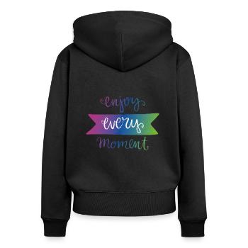 Momente des Lebens - Frauen Premium Bio Zip Hoodie - Schwarz - Hinten - Julia (174cm)