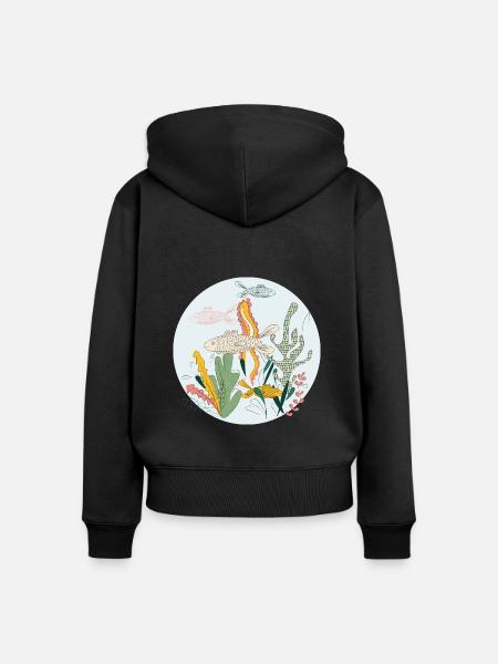 Meerestiere - Frauen Premium Bio Zip Hoodie - Schwarz