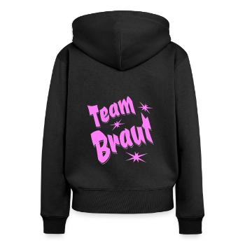 Épouse de l’équipe - Sweat à capuche zippé Premium bio Femme - noir - Dos - Julia (174cm)