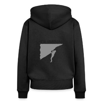 Rock Climbing - Frauen Premium Bio Zip Hoodie - Schwarz - Hinten - Julia (174cm)