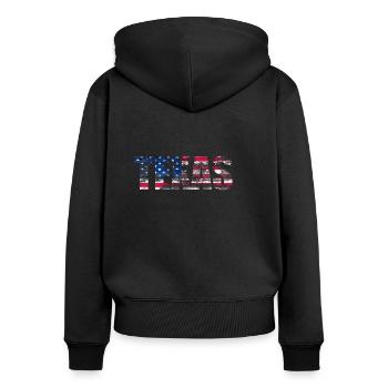 TEXAS - Women's Premium Organic Zip Hoodie - black - Back - Julia (174cm)