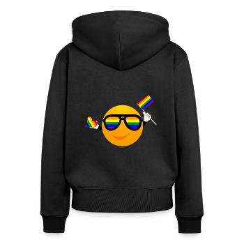 SMILE EMOTICONE LGBTQ - Women's Premium Organic Zip Hoodie - black - Back - Julia (174cm)