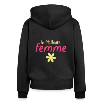 la Meilleure femme - Sweat à capuche zippé Premium bio Femme - noir - Dos - Julia (174cm)