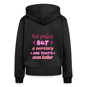 Pas parfaite, mais secrétaire - Sweat à capuche zippé Premium bio Femme - noir - Dos - Julia (174cm)