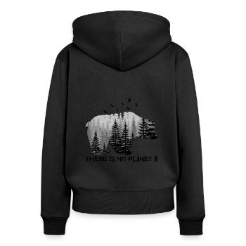 There's No Planet B Shirt Bear Birds Tree Shirt - Women's Premium Organic Zip Hoodie - black - Back - Julia (174cm)