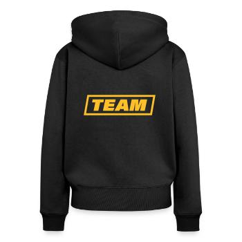 LOGO DE LA BOÎTE D’ÉQUIPE - Sweat à capuche zippé Premium bio Femme - noir - Dos - Julia (174cm)