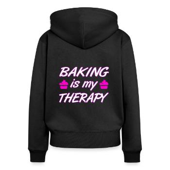Bake - Women's Premium Organic Zip Hoodie - black - Back - Julia (174cm)