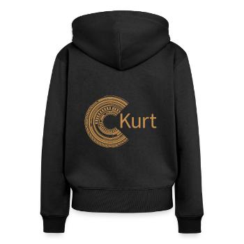 Für Kurt - Frauen Premium Bio Zip Hoodie - Schwarz - Hinten - Julia (174cm)