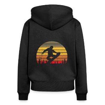 Snowboarding Snowboarder Vintage Wintersport - Frauen Premium Bio Zip Hoodie - Schwarz - Hinten - Julia (174cm)